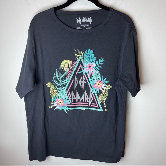 Def Leppard Band Tee Cheetah Triangle Floral Leaf S - Picture 2 of 5